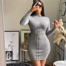  Grey Ribbed Dress