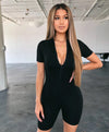 Black Short Sleeve Romper